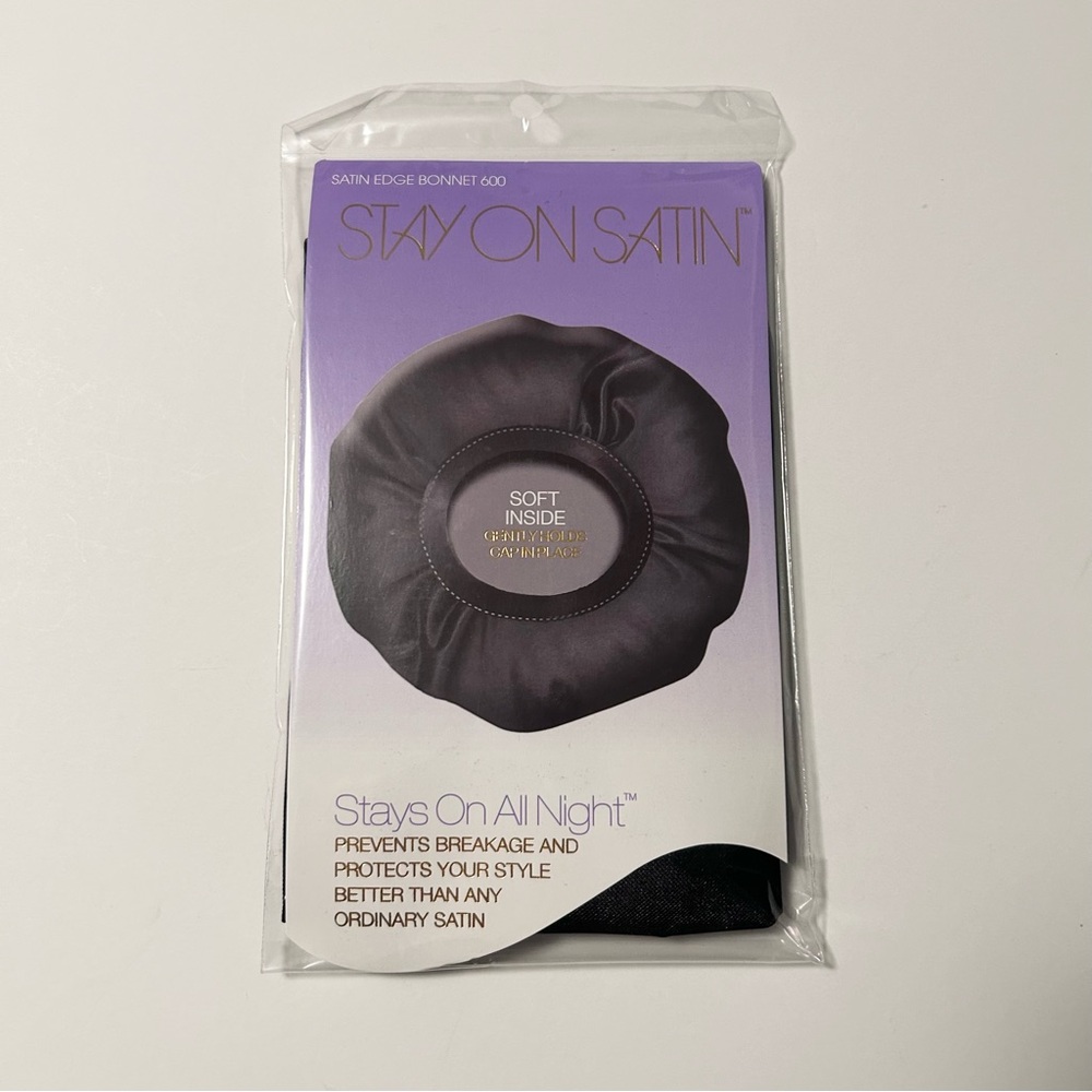 Science of Beauty Stay On Satin Edge Bonnet Style 600 Black (NEW IN PACKAGE).